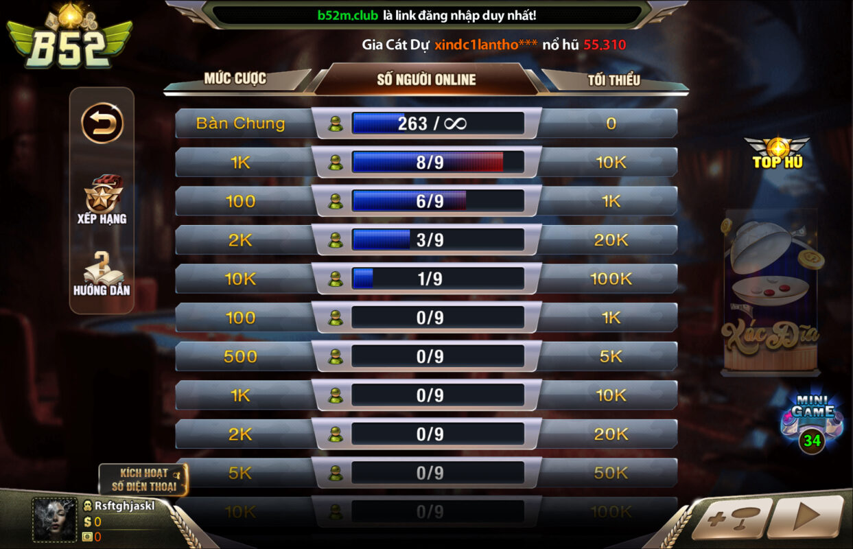 Xóc đĩa B52 club khá thú vị