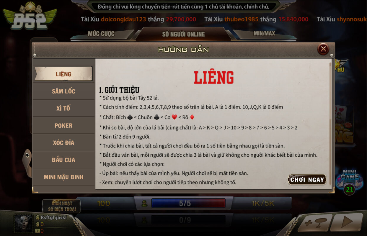 Luật chơi bài Liêng hấp dẫn