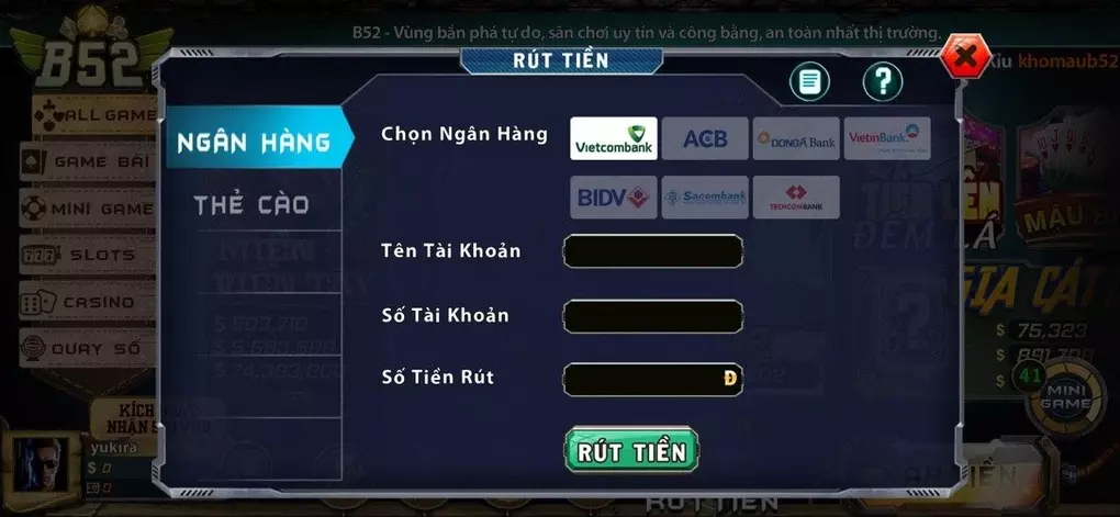 Quy đổi tiền thành thẻ cào điện thoại tại Link tải B52