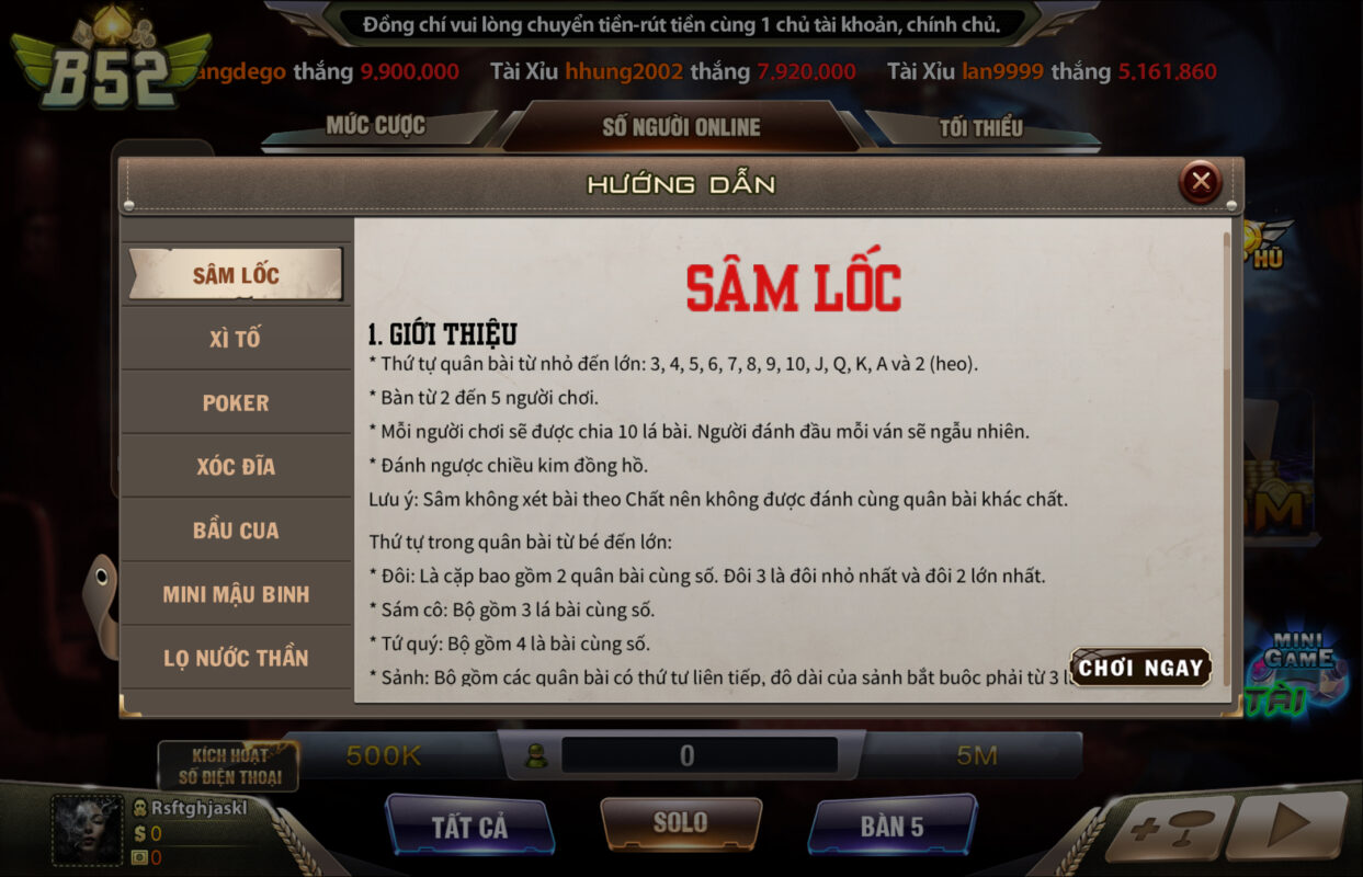 Luật chơi rất thú vị