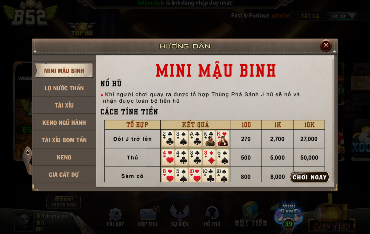 Hướng dẫn chơi chi tiết