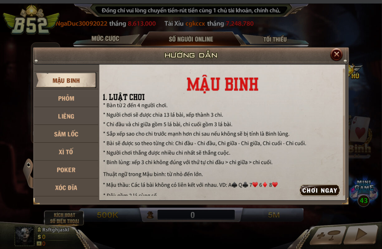 Luật chơi hấp dẫn