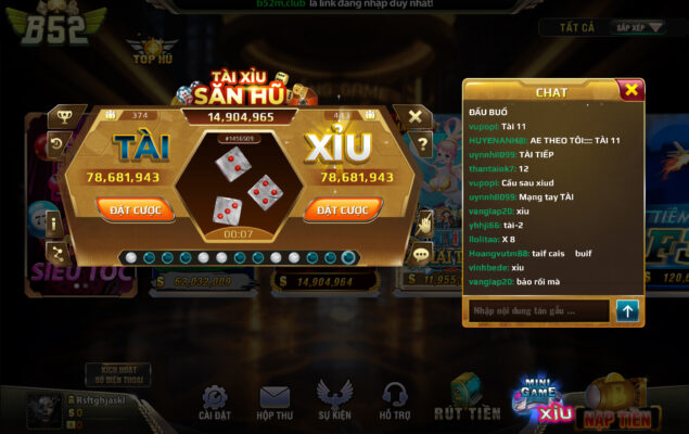 Cách đặt cược Tài Xỉu khi tải B52