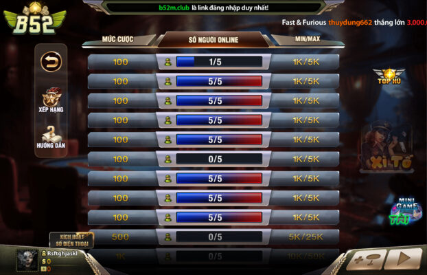 Game cược Xì tố đỉnh cao tại B52